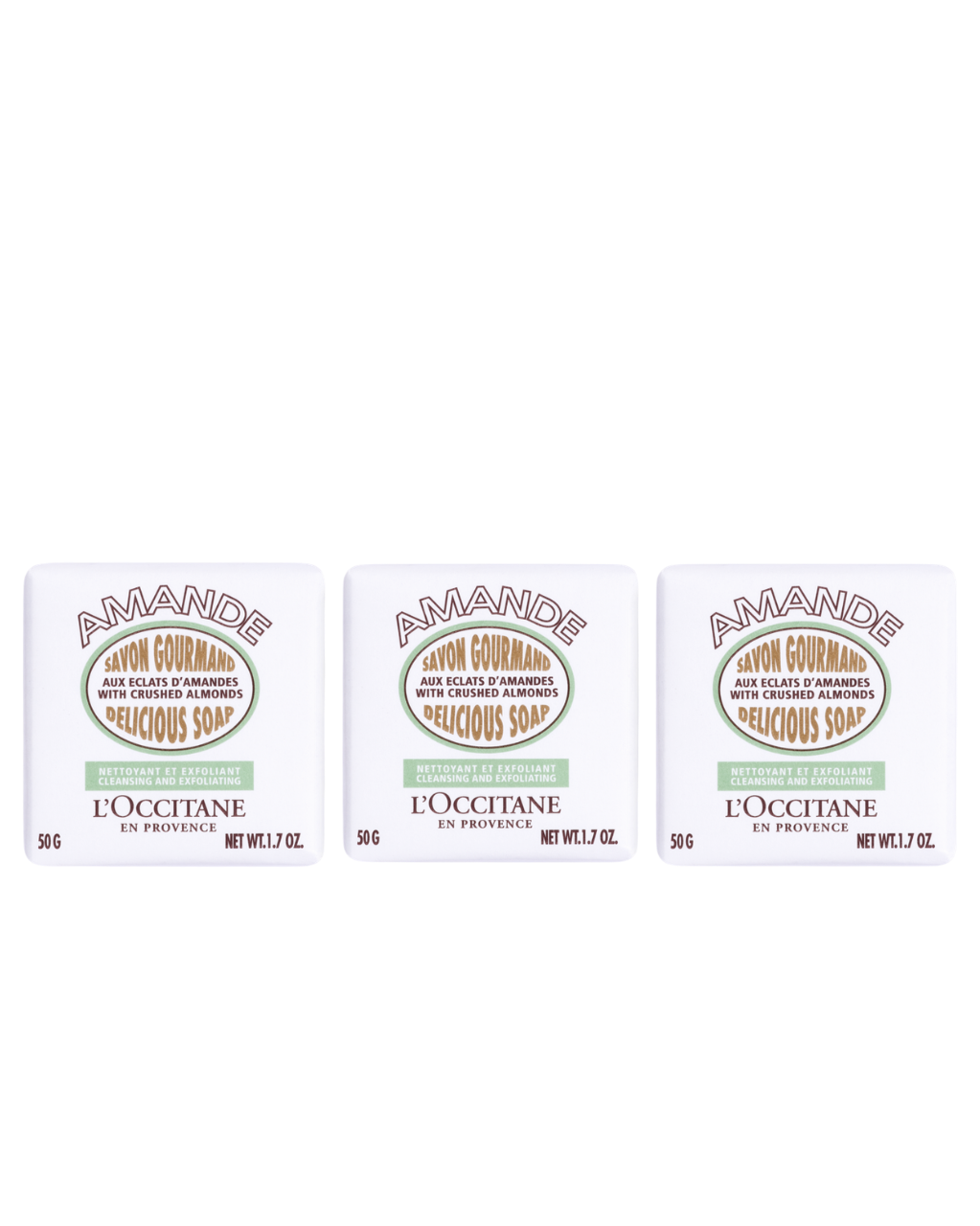 Trio de Sabonetes Esfoliantes Amêndoa